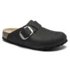 Birkenstock Boston Big Buckle Nubuck Leather Black -Trendy Steps Shop 1016995