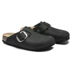 Birkenstock Boston Big Buckle Nubuck Leather Black -Trendy Steps Shop 1016995 pair