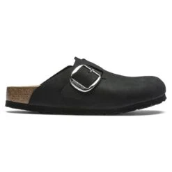 Birkenstock Boston Big Buckle Nubuck Leather Black -Trendy Steps Shop 1016995 side