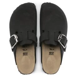 Birkenstock Boston Big Buckle Nubuck Leather Black -Trendy Steps Shop 1016995 top