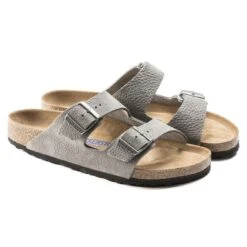 Birkenstock Arizona Nubuck Leather Desert Buck Whale Gray -Trendy Steps Shop 1019006 pair