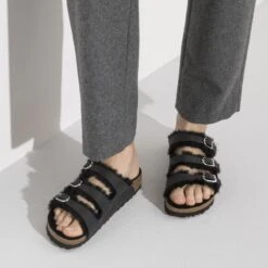 Birkenstock Florida Fresh Shearling Oiled Leather -Trendy Steps Shop 1020319 f closeup f