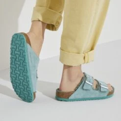 Birkenstock Arizona Shearling Suede Leather -Trendy Steps Shop 1023259 f closeup f