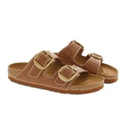 Birkenstock Arizona Big Buckle Embossed Natural Leather Cognac -Trendy Steps Shop 1023766 6