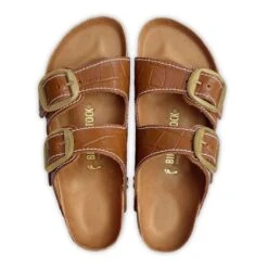 Birkenstock Arizona Big Buckle Embossed Natural Leather Cognac -Trendy Steps Shop 1023766 top