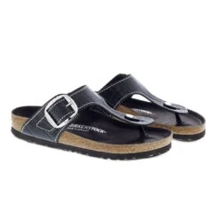 Birkenstock Gizeh Big Buckle Natural Leather Patent Black -Trendy Steps Shop 1023779 pair
