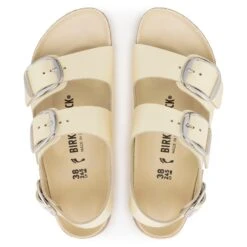 Birkenstock Milano Big Buckle Natural Leather Patent -Trendy Steps Shop 1024207 top